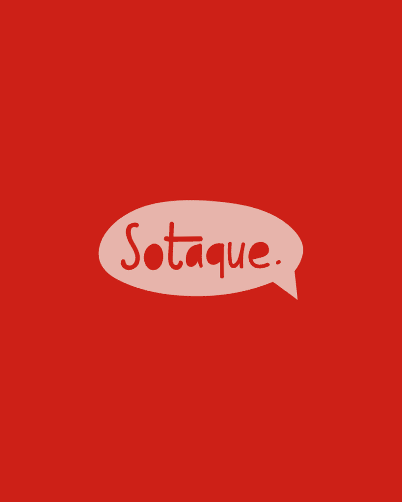 Logotipo da Agência Sotaque em tons contrastantes, refletindo a brasilidade e a essência criativa da marca.